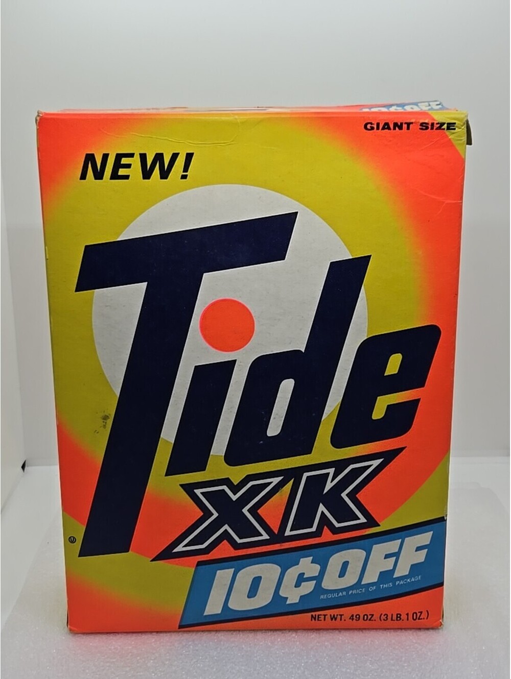 NOS Vtg Tide XK Laundry Detergent 3lb 1oz Giant Size NEW! 10 cents Off